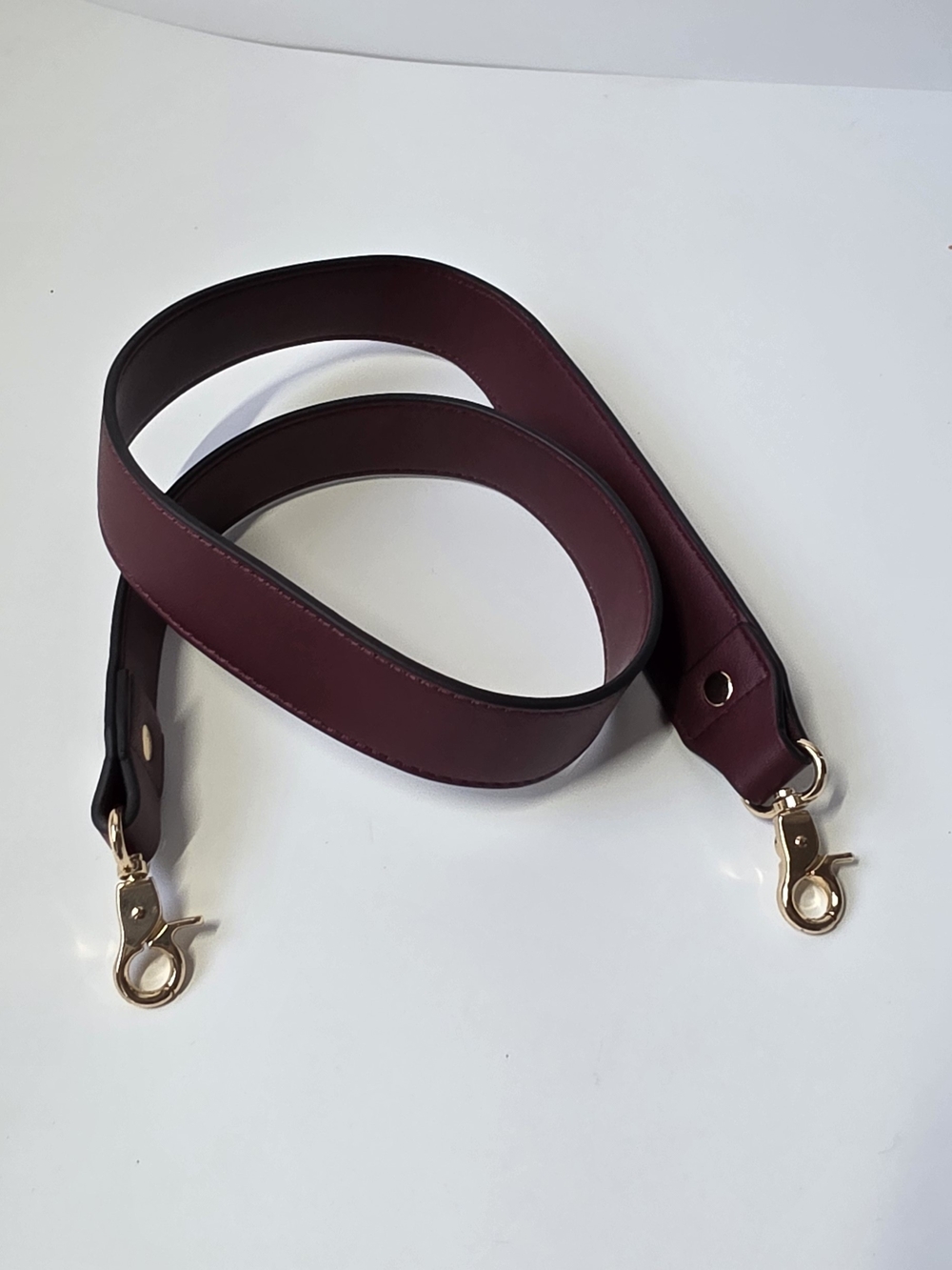 Poppy Peonies Wide Burgundy Leather Bag Strap with Gold Hooks